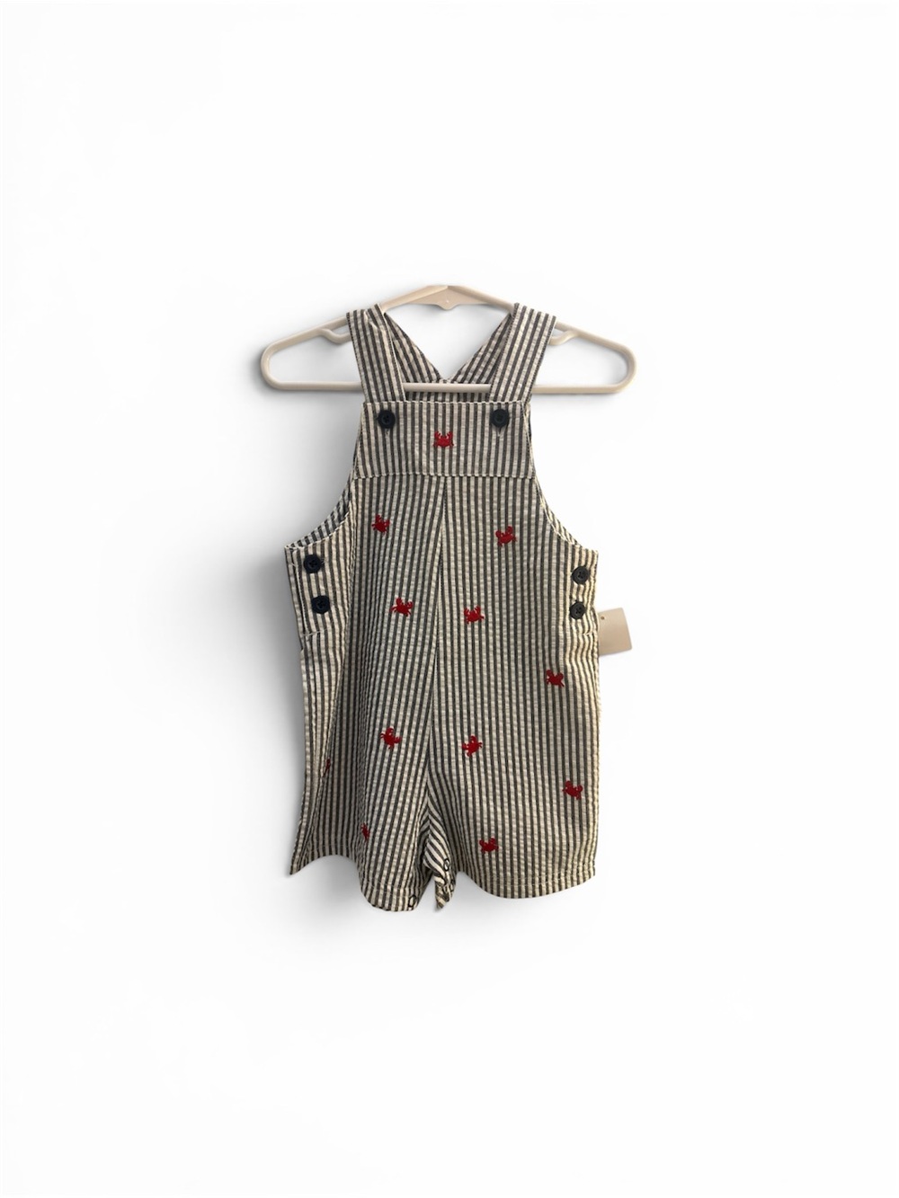 Little Me Blue and White Striped Baby Outfit with Red Crab Accent